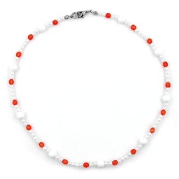 necklace beads red/white