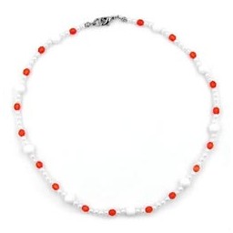 necklace beads red/white