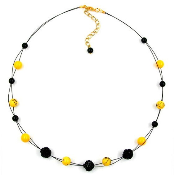 necklace yellow and black beads 45cm