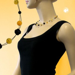 necklace yellow and black beads 45cm