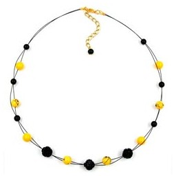 necklace yellow and black beads 45cm