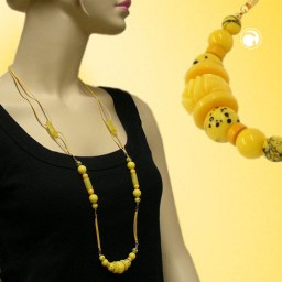 necklace yellow beads yellow chain 100cm