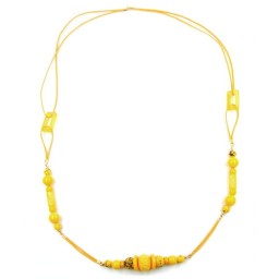 necklace yellow beads yellow chain 100cm