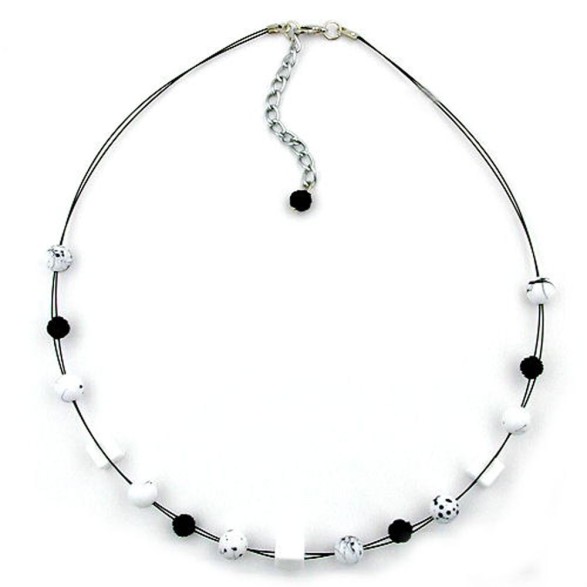 necklace beads white black