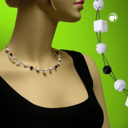 necklace beads white black