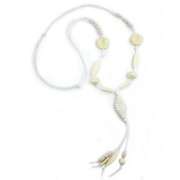 necklace leafs beige matte 100cm