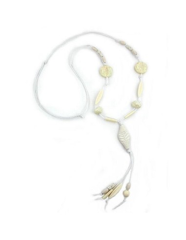 necklace leafs beige matte 100cm