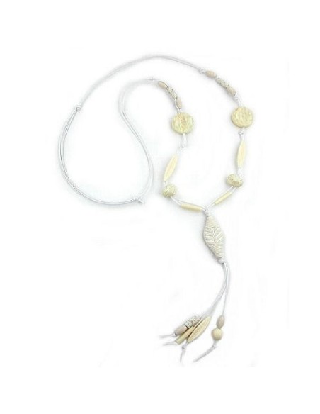 necklace leafs beige matte 100cm