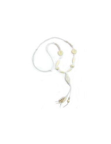 necklace leafs beige matte 100cm
