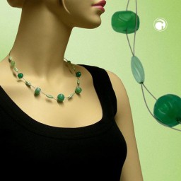 necklace green beads round and oval
