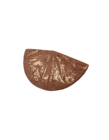 brooch hand fan brown gold coloured
