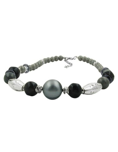 necklace olive/ silvergrey chromed