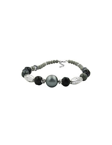 necklace olive/ silvergrey chromed