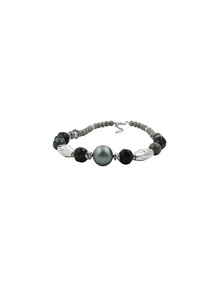necklace olive/ silvergrey chromed