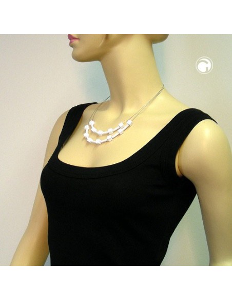 necklace white beads matt