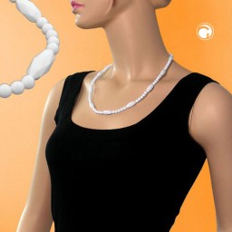 necklace beads white 55cm