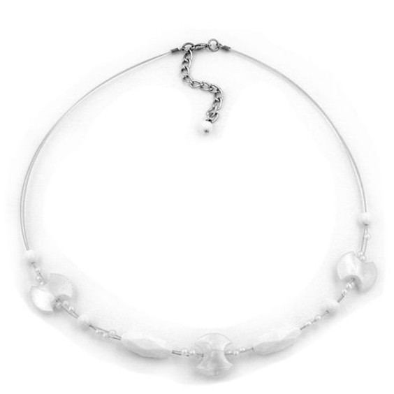 necklace white fantasy beads 45cm