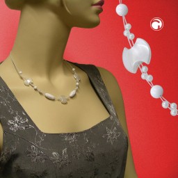 necklace white fantasy beads 45cm