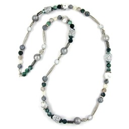 necklace chrome-grey turquoise 100cm