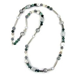 necklace chrome-grey turquoise 100cm