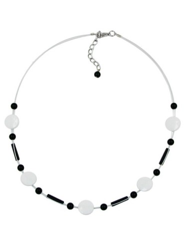 necklace beads white-black