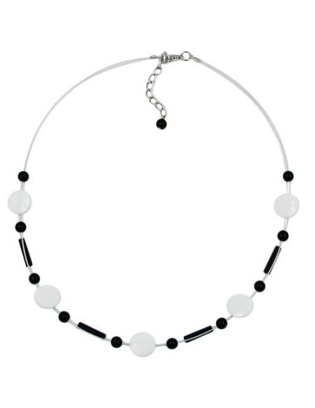 necklace beads white-black