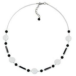 necklace beads white-black