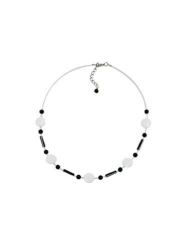 necklace beads white-black