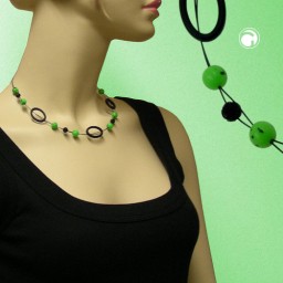 necklace green and black beads