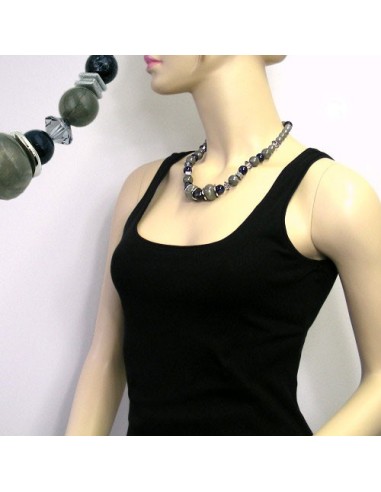 necklace different grey and silver-grey beads