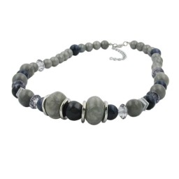 necklace different grey and silver-grey beads