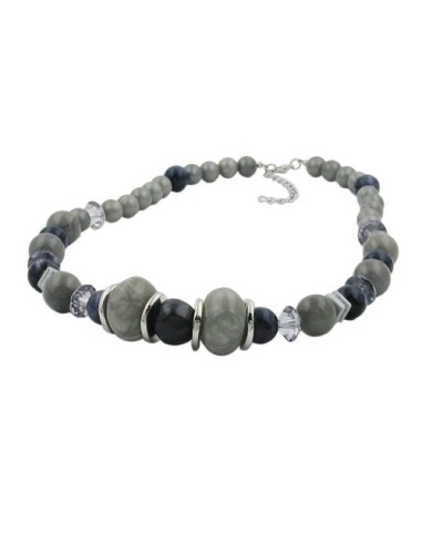 necklace different grey and silver-grey beads
