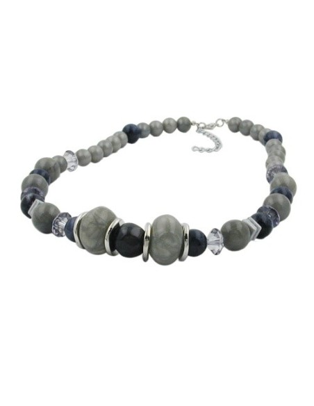 necklace different grey and silver-grey beads