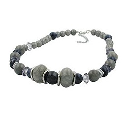 necklace different grey and silver-grey beads