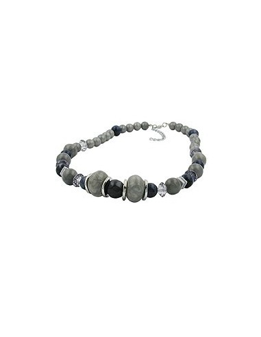 necklace different grey and silver-grey beads