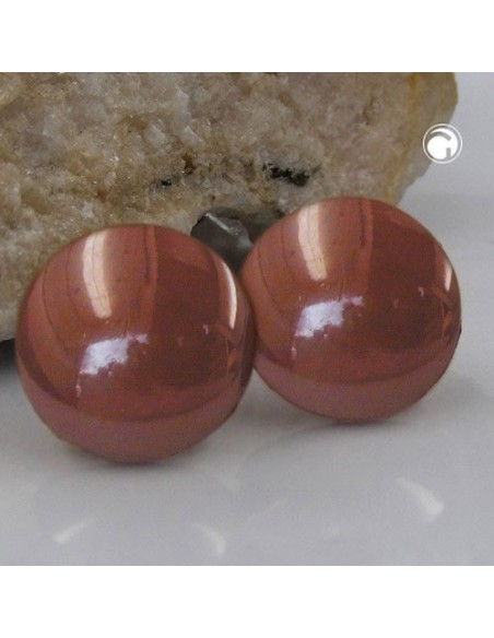 stud earrings plastic round dark brown