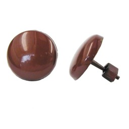 stud earrings plastic round dark brown