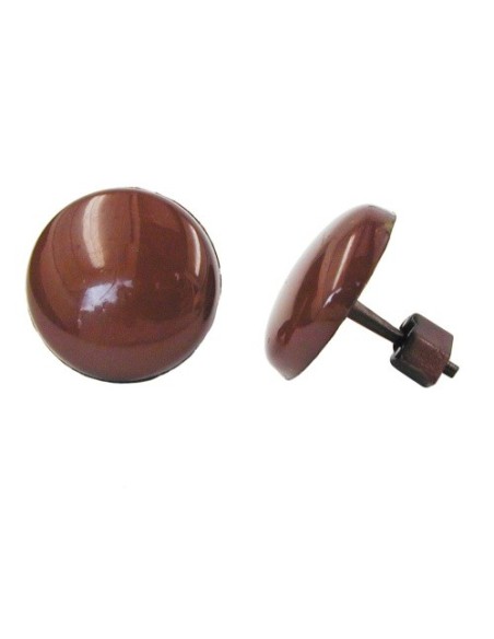 stud earrings plastic round dark brown