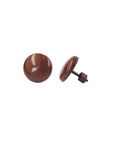 stud earrings plastic round dark brown