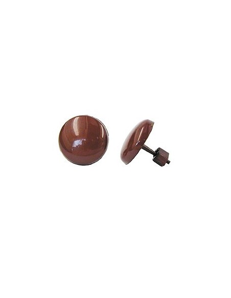 stud earrings plastic round dark brown