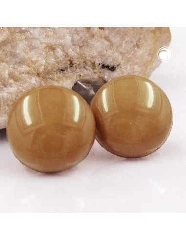 stud earrings plastic round light brown