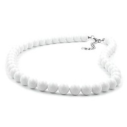 necklace beads 8mm white shiny