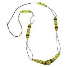 necklace green-olive beads 100cm