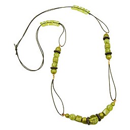necklace green-olive beads 100cm