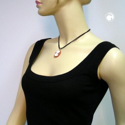 necklace cameo white/salmon-red