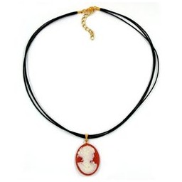 necklace cameo white/salmon-red