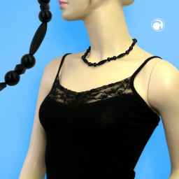 necklace different shapes of black beads