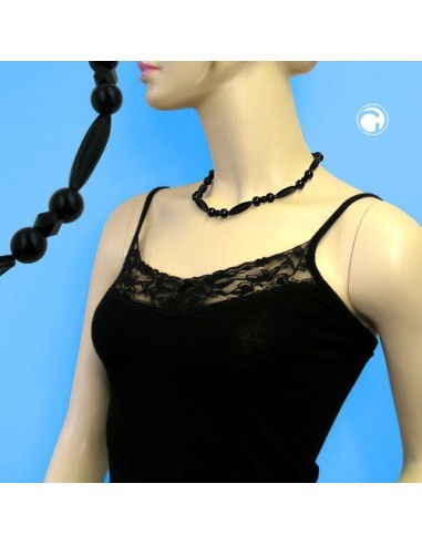 necklace different shapes of black beads