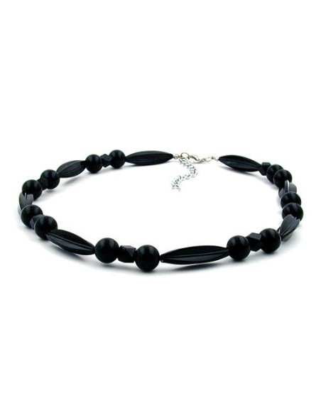 necklace different shapes of black beads
