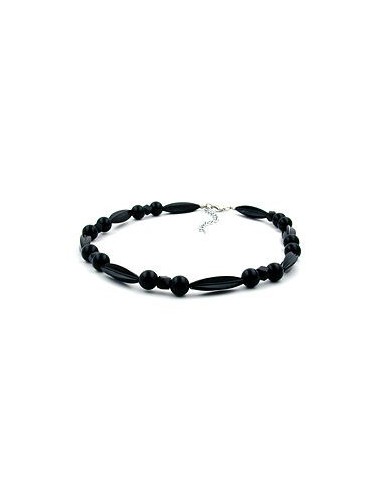 necklace different shapes of black beads